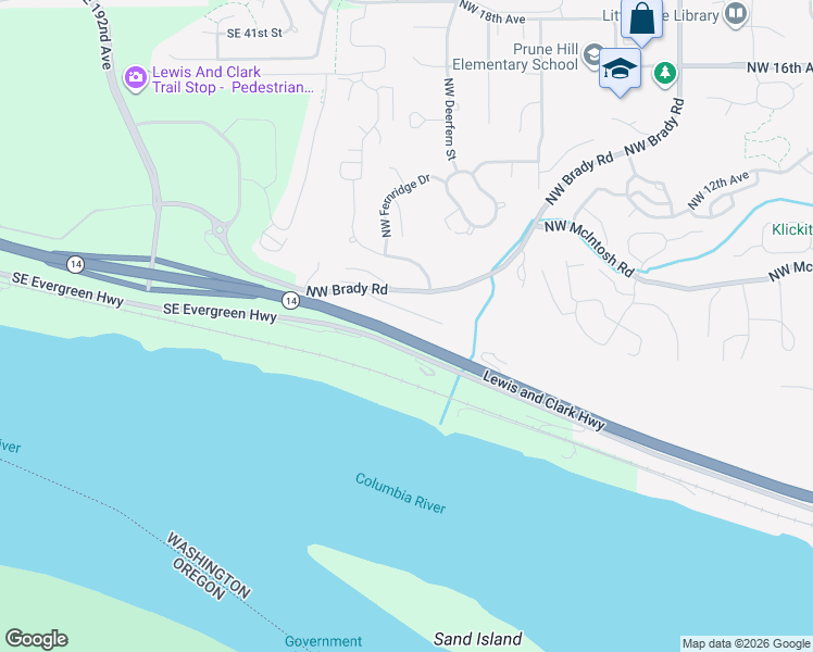 map of restaurants, bars, coffee shops, grocery stores, and more near 610 Northwest Brady Road in Camas