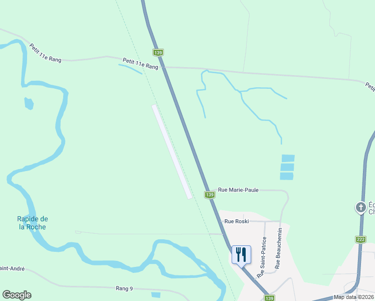 map of restaurants, bars, coffee shops, grocery stores, and more near 247 Rue de l'Église in Roxton Falls