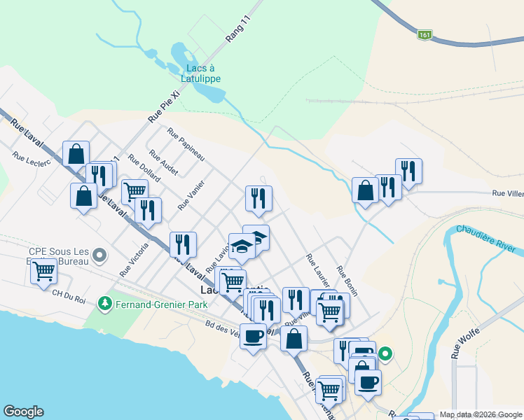 map of restaurants, bars, coffee shops, grocery stores, and more near 4582 Rue Papineau in Lac-Mã©Gantic