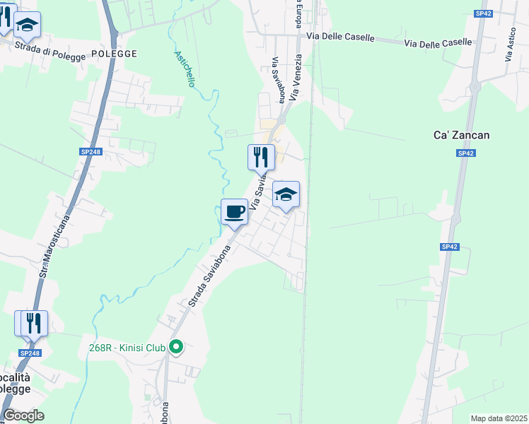 map of restaurants, bars, coffee shops, grocery stores, and more near 1 Via Treviso in Monticello Conte Otto
