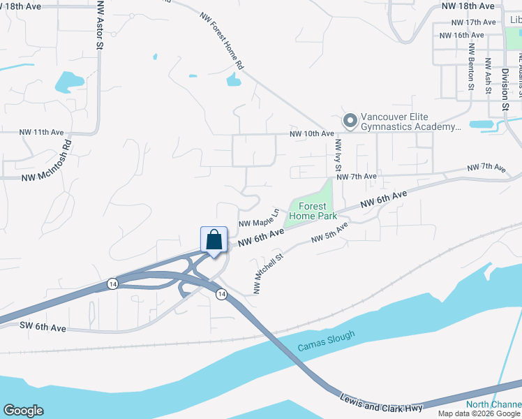map of restaurants, bars, coffee shops, grocery stores, and more near 660 Northwest Norwood Street in Camas