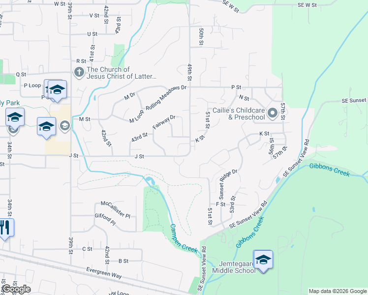 map of restaurants, bars, coffee shops, grocery stores, and more near 4860 K Street in Washougal