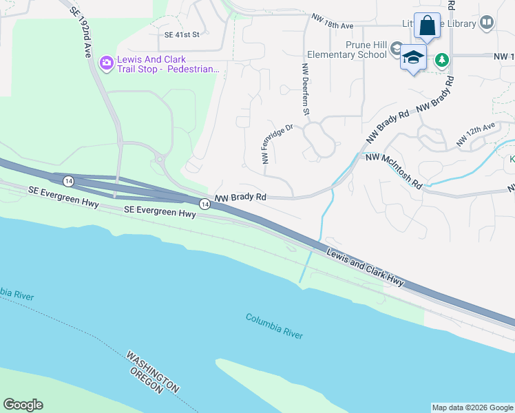 map of restaurants, bars, coffee shops, grocery stores, and more near 650 Northwest Brady Road in Camas