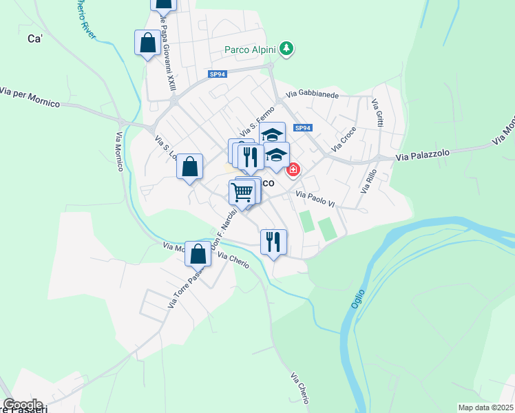 map of restaurants, bars, coffee shops, grocery stores, and more near in Palosco