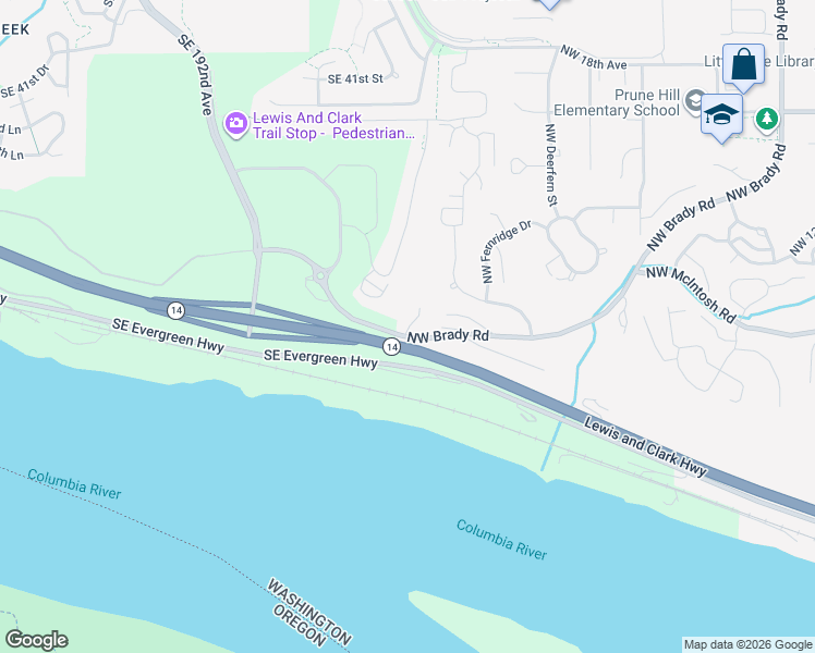 map of restaurants, bars, coffee shops, grocery stores, and more near 19910 Southeast Brady Road in Camas