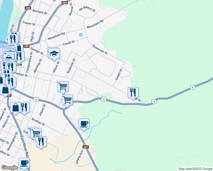 map of restaurants, bars, coffee shops, grocery stores, and more near 591 Lorne Street in New Glasgow
