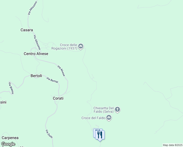 map of restaurants, bars, coffee shops, grocery stores, and more near 32 Via Rondini in Provincia di Vicenza