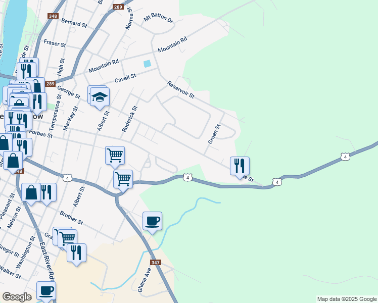 map of restaurants, bars, coffee shops, grocery stores, and more near 577 Lorne Street in New Glasgow