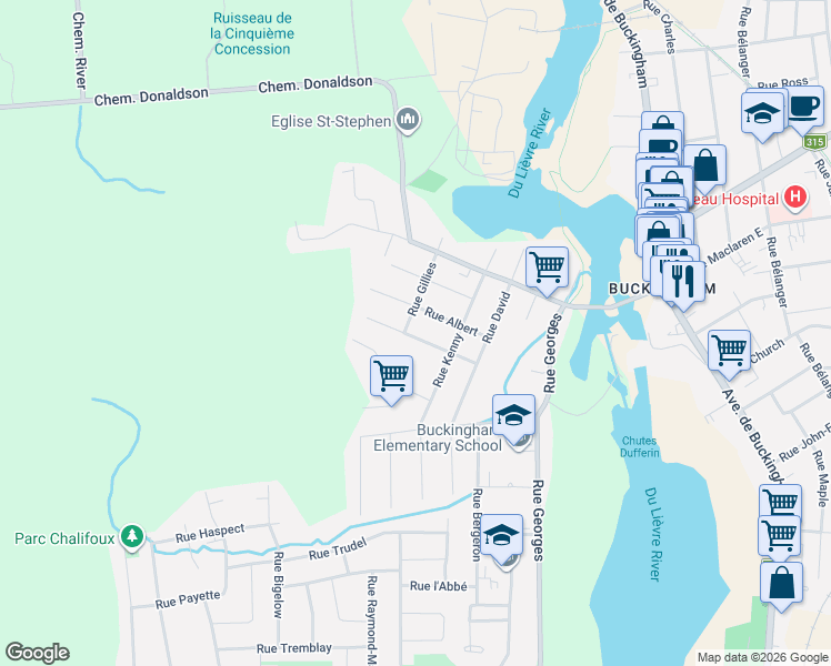 map of restaurants, bars, coffee shops, grocery stores, and more near 177 Rue Spencer in Gatineau
