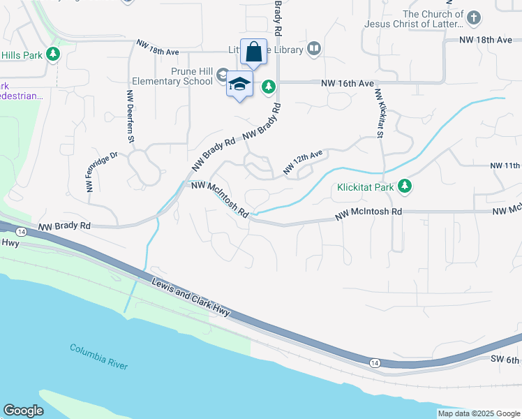 map of restaurants, bars, coffee shops, grocery stores, and more near 750 Northwest Sacajawea Street in Camas
