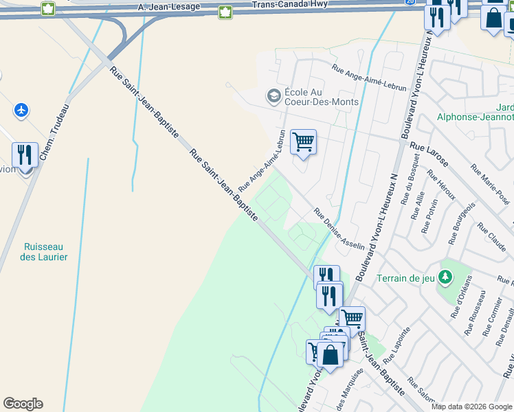map of restaurants, bars, coffee shops, grocery stores, and more near 989 Rue Armand-Daigle in Beloeil