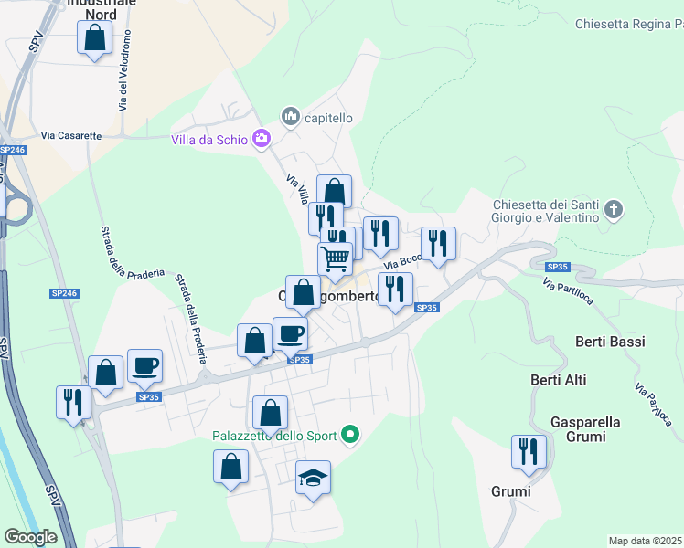 map of restaurants, bars, coffee shops, grocery stores, and more near in Castelgomberto