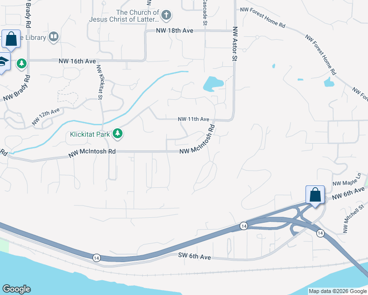 map of restaurants, bars, coffee shops, grocery stores, and more near 2850 Northwest 8th Way in Camas