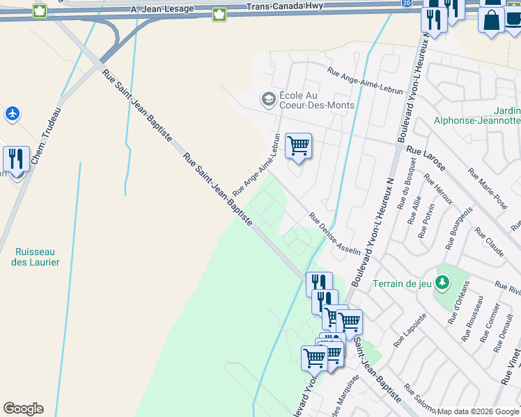 map of restaurants, bars, coffee shops, grocery stores, and more near 1145 Rue Armand-Daigle in Beloeil