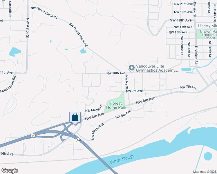 map of restaurants, bars, coffee shops, grocery stores, and more near 713 Northwest Meadow Ridge Street in Camas