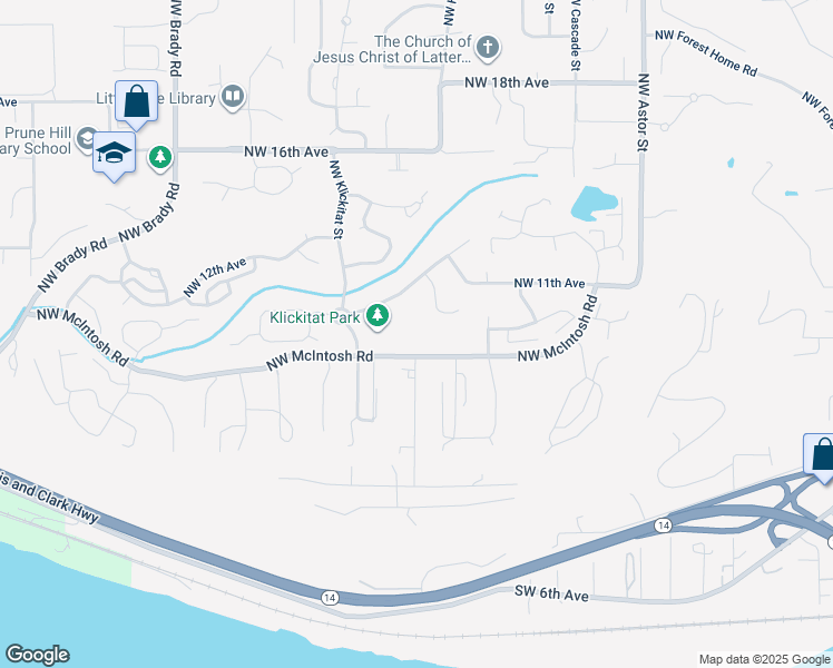 map of restaurants, bars, coffee shops, grocery stores, and more near 824 Northwest Klickitat Street in Camas
