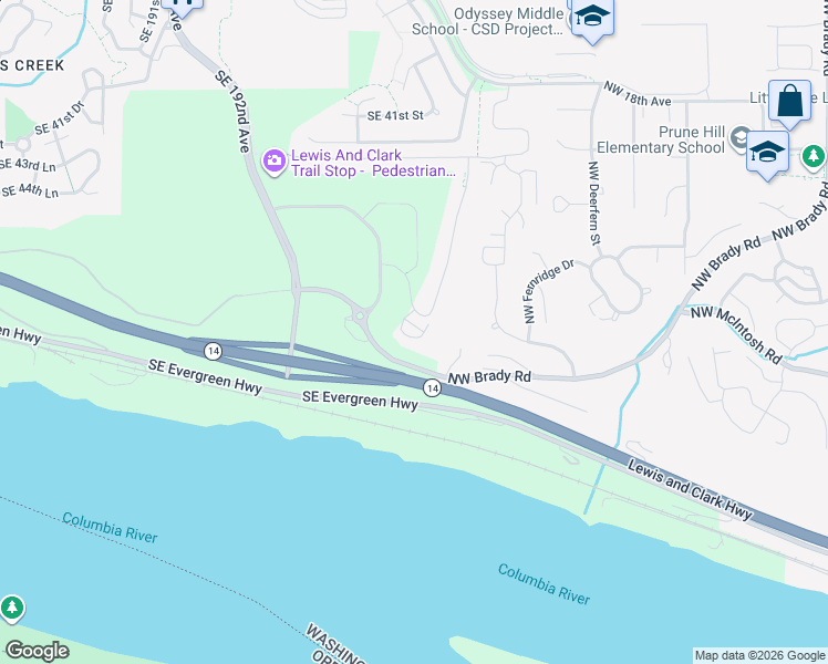 map of restaurants, bars, coffee shops, grocery stores, and more near 19910 Southeast Brady Road in Camas