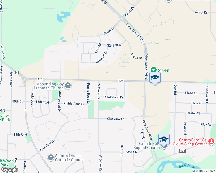 map of restaurants, bars, coffee shops, grocery stores, and more near 1938 Knollwood Circle in St. Cloud