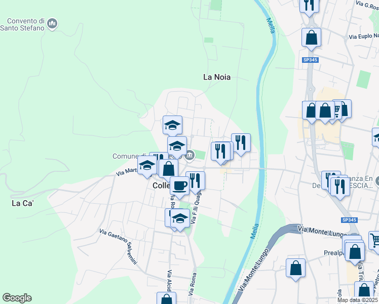 map of restaurants, bars, coffee shops, grocery stores, and more near 2 Via Bulloni in Collebeato