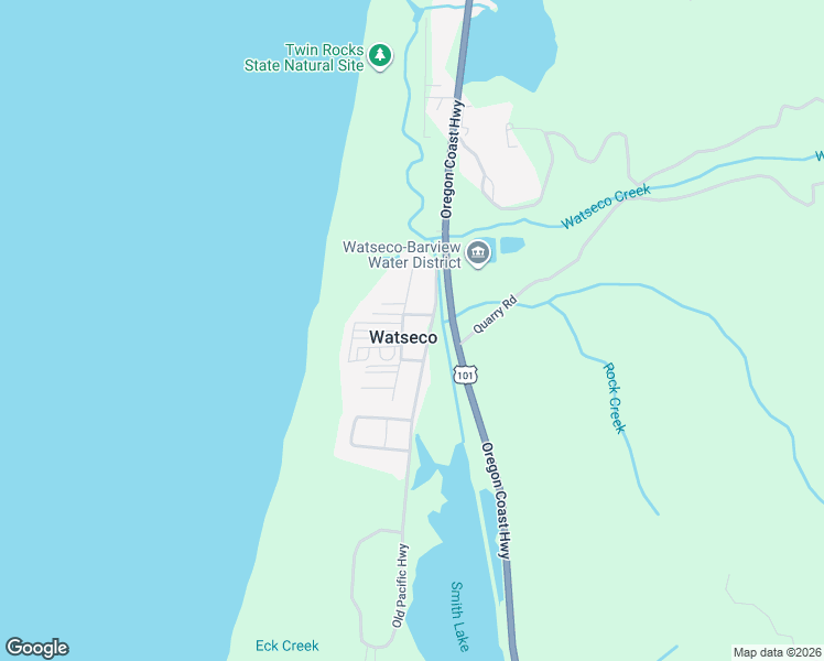map of restaurants, bars, coffee shops, grocery stores, and more near 17695 Ocean Boulevard in Rockaway Beach