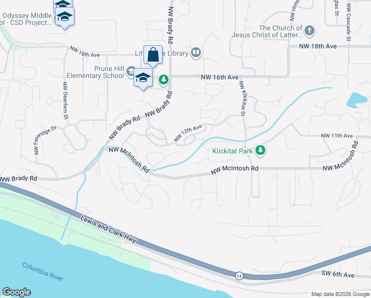 map of restaurants, bars, coffee shops, grocery stores, and more near 4030 Northwest Quinault Street in Camas