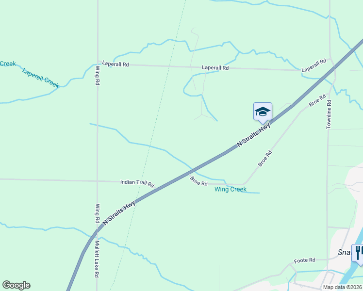 map of restaurants, bars, coffee shops, grocery stores, and more near 750 Indian Trail Road in Cheboygan