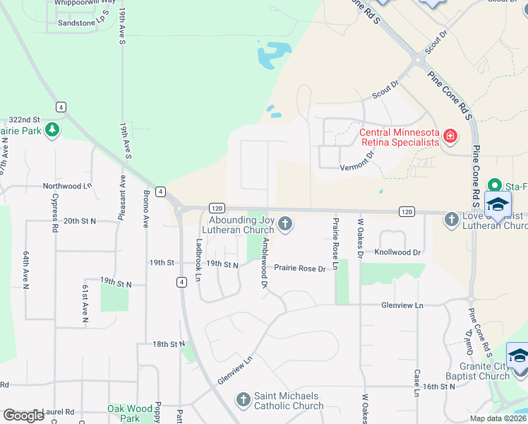 map of restaurants, bars, coffee shops, grocery stores, and more near 1305 County Road 120 in St. Cloud