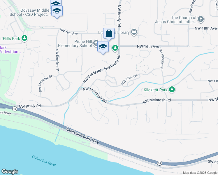 map of restaurants, bars, coffee shops, grocery stores, and more near 4318 Northwest 12th Avenue in Camas