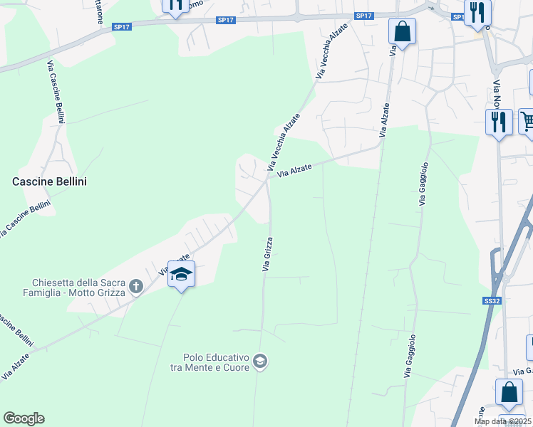 map of restaurants, bars, coffee shops, grocery stores, and more near 8 Via Grizza in Oleggio