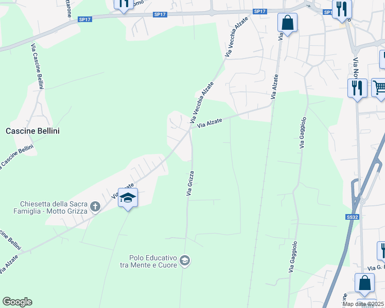 map of restaurants, bars, coffee shops, grocery stores, and more near 8 Via Grizza in Oleggio