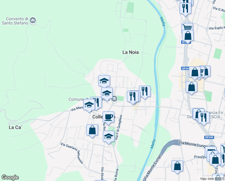 map of restaurants, bars, coffee shops, grocery stores, and more near 2 Via Bulloni in Collebeato