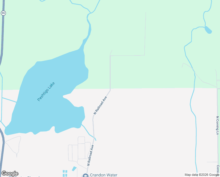 map of restaurants, bars, coffee shops, grocery stores, and more near 1700 North Railroad Avenue in Crandon
