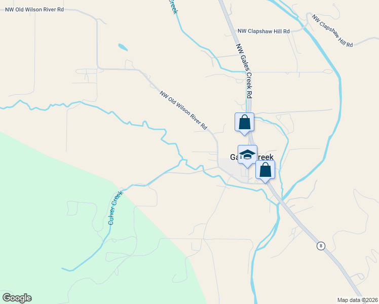 map of restaurants, bars, coffee shops, grocery stores, and more near 52592 Northwest Old Wilson River Road in Gales Creek