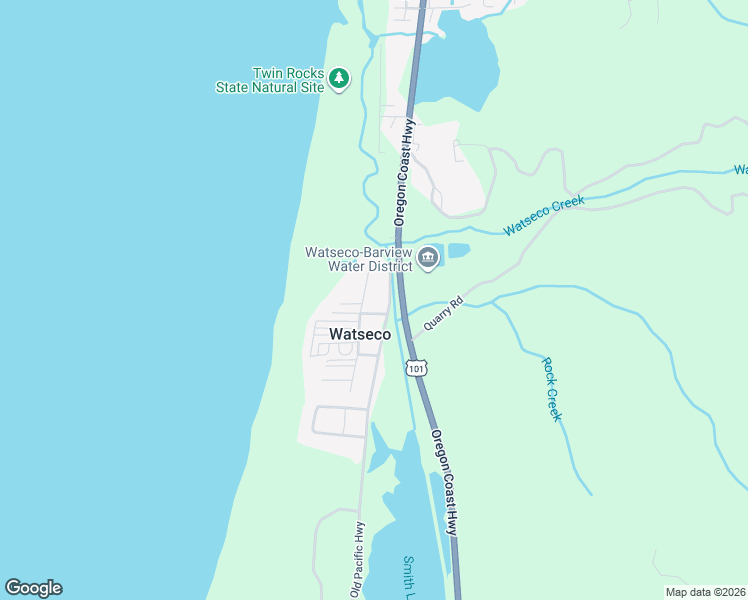 map of restaurants, bars, coffee shops, grocery stores, and more near 17855 Ocean Boulevard in Rockaway Beach