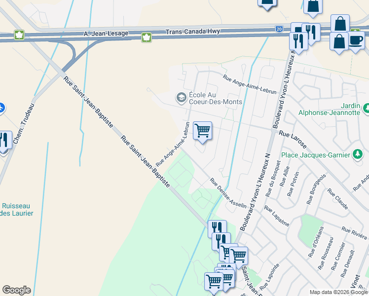 map of restaurants, bars, coffee shops, grocery stores, and more near 847 Rue Denise-Asselin in Beloeil