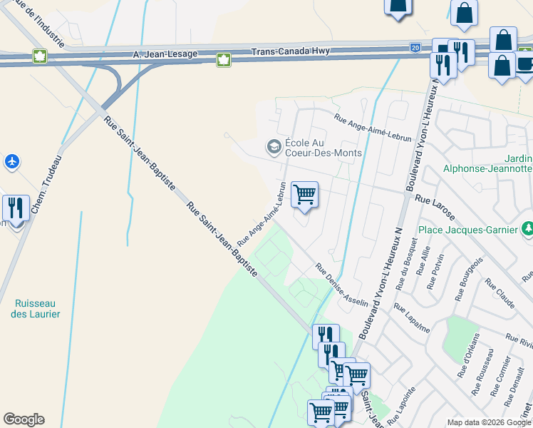 map of restaurants, bars, coffee shops, grocery stores, and more near 926 Rue Ange-Aimé-Lebrun in Beloeil