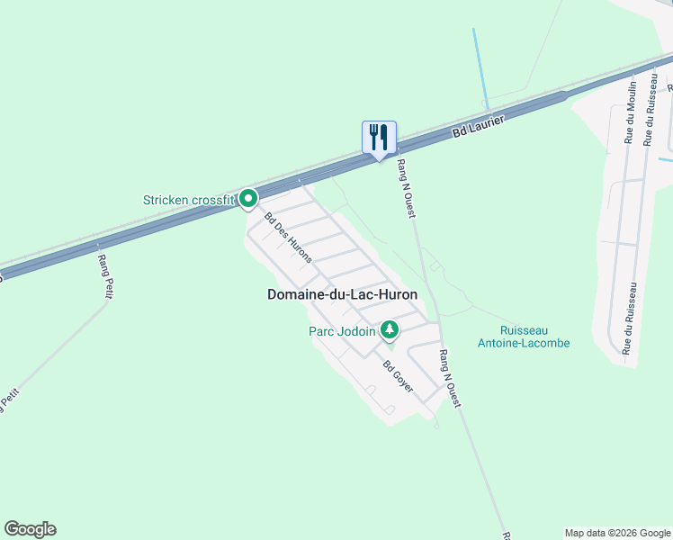 map of restaurants, bars, coffee shops, grocery stores, and more near 3400 Rue des Épinettes in Les Maskoutains
