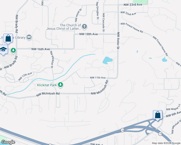 map of restaurants, bars, coffee shops, grocery stores, and more near 2926 Northwest 12th Avenue in Camas