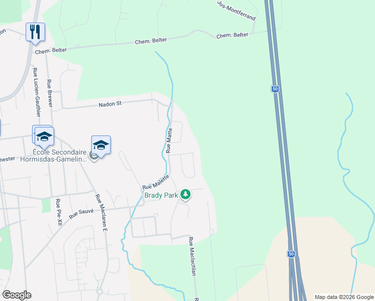 map of restaurants, bars, coffee shops, grocery stores, and more near 389 Rue Alphonse-Leblanc in Gatineau