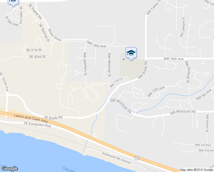 map of restaurants, bars, coffee shops, grocery stores, and more near 1109 Northwest Whitman Street in Camas