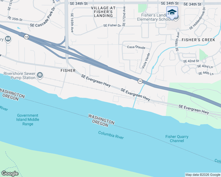 map of restaurants, bars, coffee shops, grocery stores, and more near 16911 Southeast Evergreen Highway in Vancouver