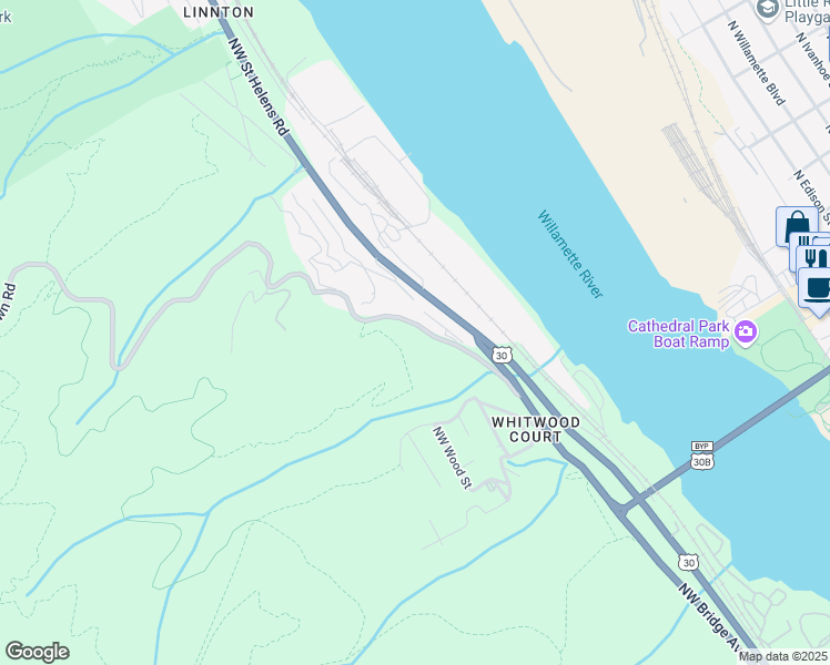 map of restaurants, bars, coffee shops, grocery stores, and more near 9244 Northwest Germantown Road in Portland