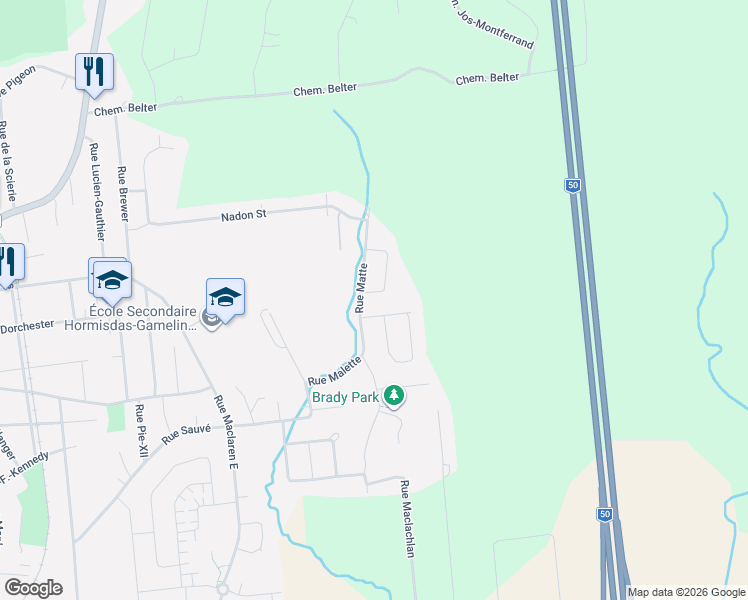 map of restaurants, bars, coffee shops, grocery stores, and more near 39 Rue Barbary in Gatineau