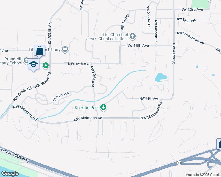 map of restaurants, bars, coffee shops, grocery stores, and more near 1200 NW Klickitat Ln in Camas