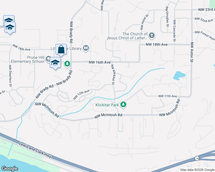 map of restaurants, bars, coffee shops, grocery stores, and more near 3644 Northwest 12th Avenue in Camas