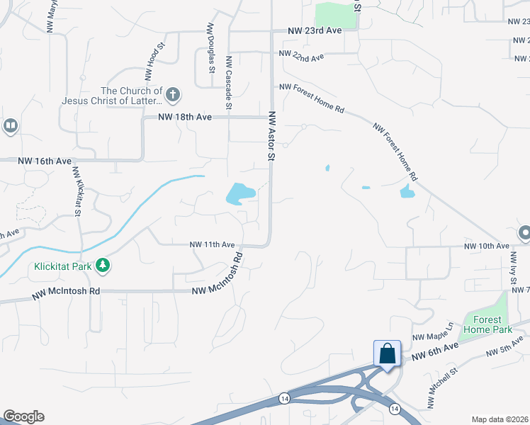 map of restaurants, bars, coffee shops, grocery stores, and more near 2548 Northwest 12th Circle in Camas