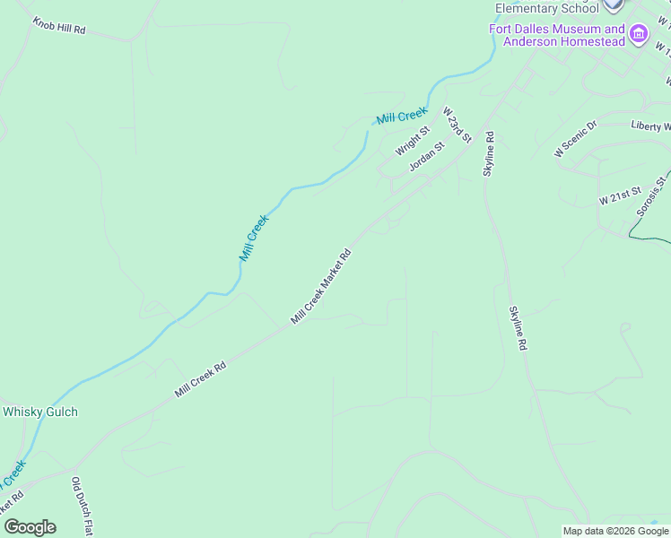 map of restaurants, bars, coffee shops, grocery stores, and more near Mill Creek Road in The Dalles