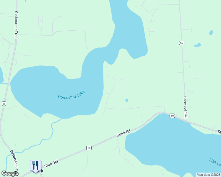 map of restaurants, bars, coffee shops, grocery stores, and more near 44138 Maple Lane in Harris