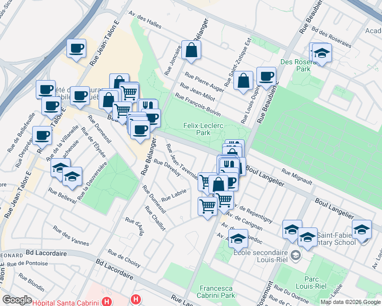 map of restaurants, bars, coffee shops, grocery stores, and more near 6743 Rue Pierre-Gaulin in Montréal