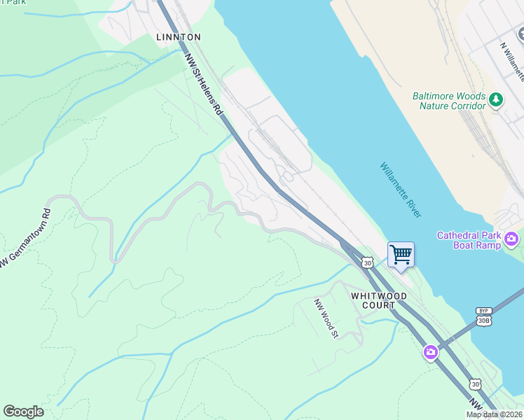 map of restaurants, bars, coffee shops, grocery stores, and more near 9505 Northwest Germantown Road in Portland